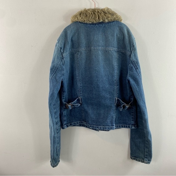 American Eagle‎ Outfitters Women's Penny Lane Jean Jacket Faux Fur Collar Sz XS - Picture 6 of 11